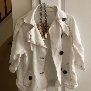 Chico's white linen jacket-size 12 with chico's necklace
